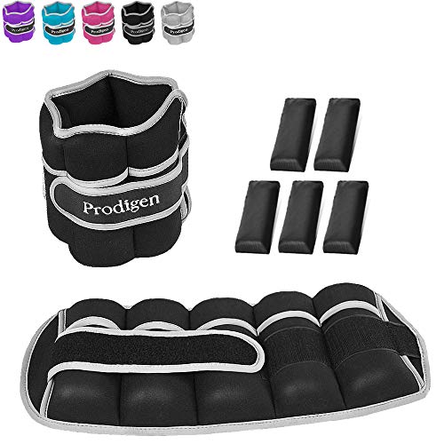 Prodigen Adjustable Ankle Weights Set for Men & Women Ankle Wrist Weight for Walking, Jogging, Gymnastics (Black, 2lbs x2)