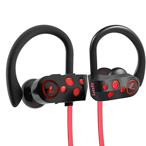 Bluetooth Headphones, Letsfit Wireless Headphones, IPX7 Waterproof Sports Earphones Gym Running, HD Stereo Headset w/Mic, 8 Hours Battery Noise Cancelling Bluetooth Earbuds