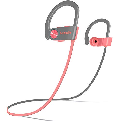 Bluetooth Headphones, Letsfit Wireless Headphones, IPX7 Waterproof Sports Earphones Gym Running, HD Stereo Headset w/Mic, 8 Hours Battery Noise Cancelling Bluetooth Earbuds