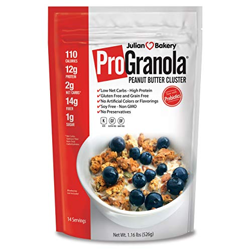Julian BakeryÂ® ProGranolaÂ® Cereal | Peanut Butter Cluster | 12g Protein | 2 Net Carbs | Gluten-Free | Grain-Free | 3 Pack