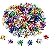 240 Pieces Mini Gift Wrap Bows Christmas Metallic Bows Self Adhesive Gifts Bows for Holiday Christmas Birthday Party Favor, 1 Inch, Multicolor