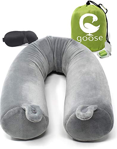 Goose Twist Memory Foam Travel Pillow - Support for Neck, Chin, Lumbar and Leg - Adjustable, Bendable Traveling Pillow for Airplane, Bus, Train or Home - Best for Side and Back Sleepers (Grey)