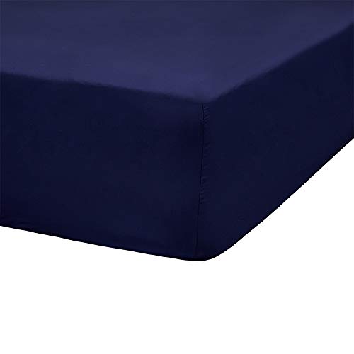 Twin Size Fitted Sheet Only, Cok Blue Fitted Sheet Twin, Bottom Fitted Sheet with 14 Inch Deep Pocket, Extra Breathable and Cooling Sheet, No Wrinkle, Soft and Comfortable Bed Sheet, 1 Pack