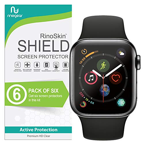 Book Cover (6-Pack) Apple Watch 44mm Screen Protector (Series 4) RinoGear Case Friendly iWatch Screen Protector for Apple Watch Series 4 44mm Accessory Full Coverage Clear Film