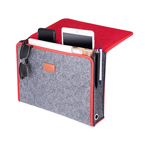 Book Cover SANDBANKS DESIGNS: Bedside Storage Caddy Organizer - For Under Mattress in Bedroom, Dorm, Hospital, Bunk, Couch, Table - Macbook, Books, iPhone, Magazines & Remotes - Durable Sturdy Dbl. Stitched Felt