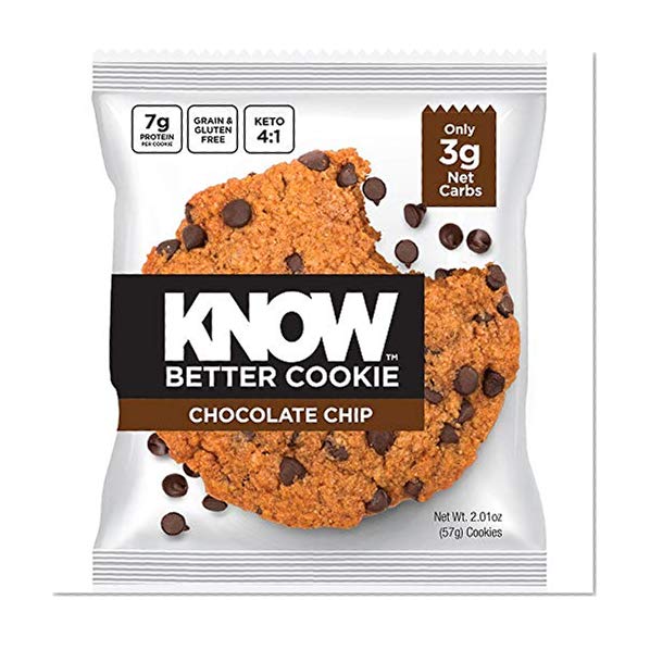 Book Cover KNOW Foods - KNOW Better Cookie, Chocolate Chip, Keto Snack, Low Carb Snack, Protein Cookie, Gluten Free, 2.01oz Cookie, 8 Count