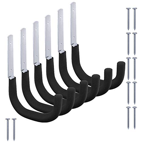 StoutMax Heavy Duty Bike Garage Storage Hooks Wall Organizer Set, Ideal for Ladder Hooks (6 Pack)