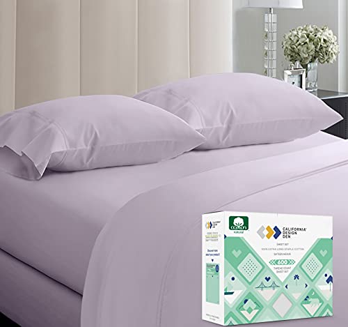 Book Cover CALIFORNIA DESIGN DEN 5-Star Hotel 600 Thread Count 100% Cotton Sheets Set - Soft & Smooth Queen Sheet Set with Deep Pockets, Quality Beats Egyptian Cotton Claims (Lavender)