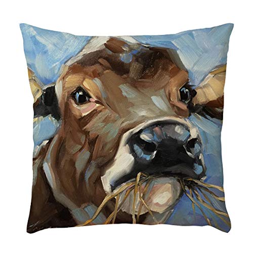 callm Pillow Case Throw Pillows Covers Simple Fashion Merry Christmas Antler Bird Pillowcase Waist Throw Cushion Cover Case New Hug Square Cow Pillowcase Decoration Sofa Home Decor (J)