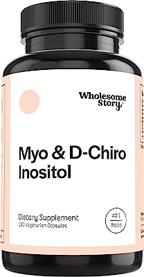 Book Cover Myo-Inositol & D-Chiro Inositol Blend | 30-Day Supply | Most Beneficial 40:1 Ratio | Hormonal Balance & Healthy Ovarian Function Support for Women | Vitamin B8 | Made in USA (120 Capsules)