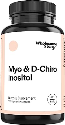 Myo-Inositol & D-Chiro Inositol Blend | 30-Day Supply | Most Beneficial 40:1 Ratio | Hormonal Balance & Healthy Ovarian Function Support for Women | Vitamin B8 | Made in USA (120 Capsules)