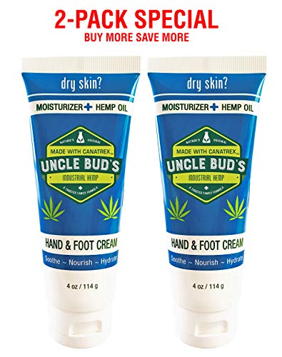Uncle Bud's 2-Pack Special - Hand and Foot Cream HEMP Oil - 4oz per tube