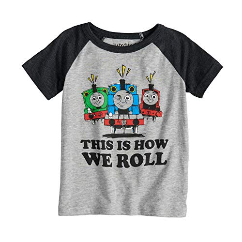 Book Cover JUMPING BEANS Toddler Boys 2T-5T Thomas & Friends This is How We Roll Percy, Thomas & James Raglan Tee 3T Heather Gray