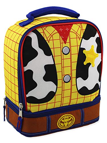 Book Cover Toy Story Woody Kids Soft Dual Compartment Insulated School Lunch Box (One Size, Yellow/Multi)