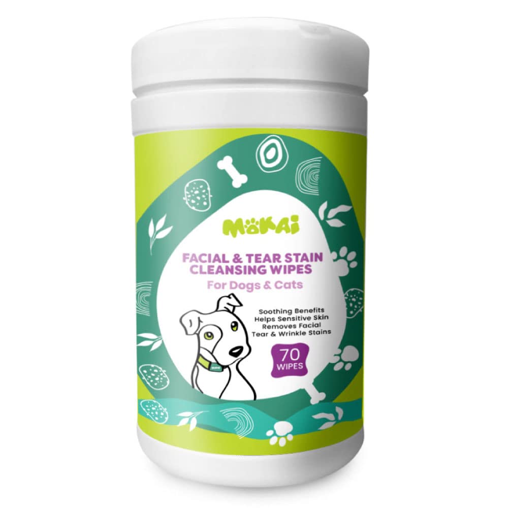 Book Cover MOKAI Face and Eye Wipes for Dogs and Cats | Soft Fragrance-Free Formula Dog Face Wipes and Dog Eye Wipes Great for Cleansing Wrinkles Removing Saliva Stains and As Dog Eye Stain Remover (60 Wipes)