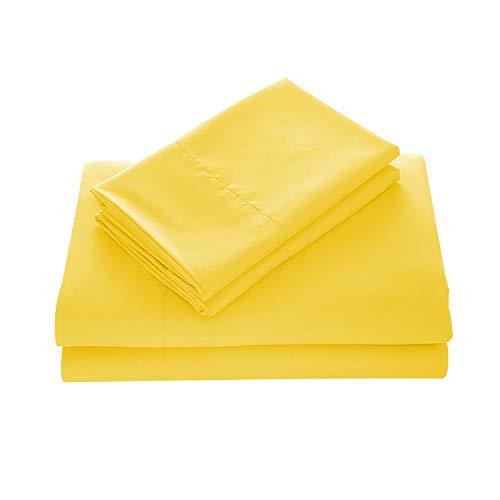 Book Cover WAVVA Bedding Luxury 4-Pcs Bed Sheets Set- 1800 Hotel Collection Deep Pocket, Wrinkle & Fade Resistant (Queen, Vibrant Yellow)