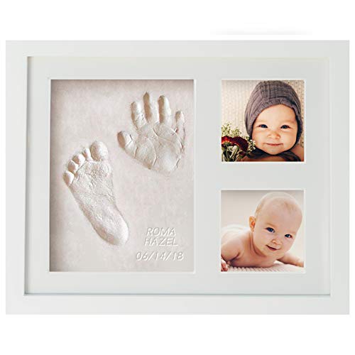 WavHello Baby Handprint & Footprint Frame Kit, Clay Casting & Photo Memory Keepsake Frame, Baby Registry Gift & Baby Shower Gift, Baby Boy Gift & Baby Girl Gift - No Mold - First Impressions