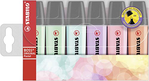 Surligneur - STABILO BOSS ORIGINAL Pastel - Pochette de 6 - Coloris pastel assortis