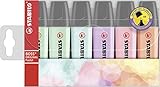 Highlighter - STABILO BOSS ORIGINAL Pastel - Pack of 6-5 x assorted colours, 2 x mint green