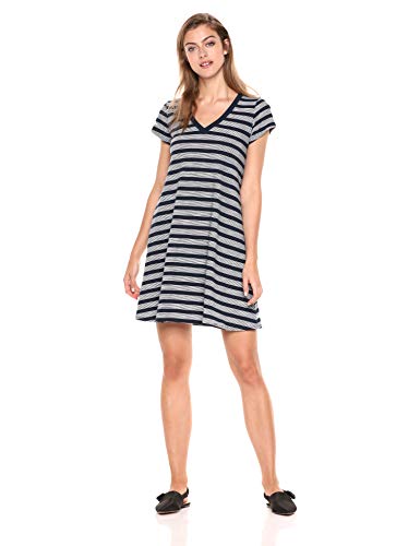 Amazon Brand - Daily Ritual Women's Lightweight Lived-In Cotton V-Neck Short Sleeve Dress