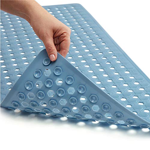 Book Cover Gorilla Grip Original Patented Bath, Shower, Tub Mat (35x16) Washable, Antibacterial, BPA, Latex, Phthalate Free, Bathtub Mats with Drain Holes, Suction Cups, XL Size Bathroom Mats (Sky Blue Opaque)