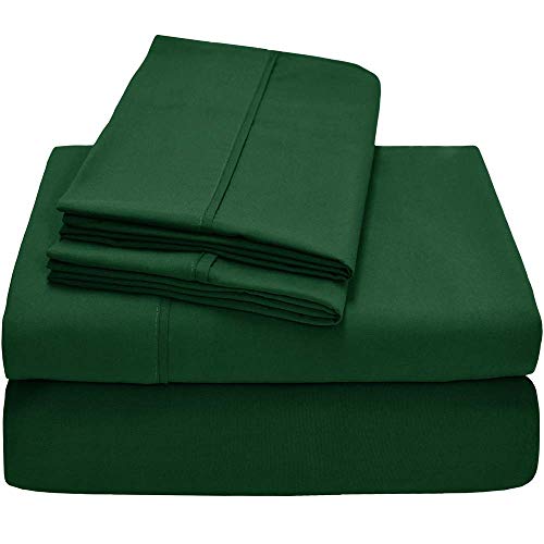 Book Cover Empire Home Greek Collection Bed Sheet Set - Brushed Microfiber 1800 Bedding - Hypoallergenic 4-Piece Set (Forest Green, Twin Size)