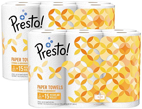 Book Cover Amazon Brand - Presto! Full-Sheet Paper Towels, Huge Roll, 12 Count