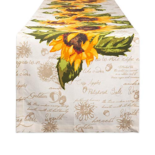 Book Cover DII Cotton Table Runner for Dinner Parties, Spring Wedding & Everyday Use, Rustic Sunflowers, 14x72