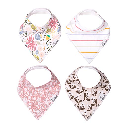Baby Bandana Drool Bibs for Drooling and Teething 4 Pack Gift Set for Girls "Olive" by Copper Pearl