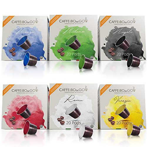 Nespresso Compatible (120 Count) Italian Espresso Capsules - 6 Flavor Variety Pack or Decaf Options - Enjoy the Masterfully Crafted Taste by Caffe Del Borgo