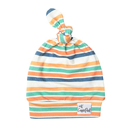 Baby Beanie Hat Top Knot Stretchy Soft"Retro" by Copper Pearl