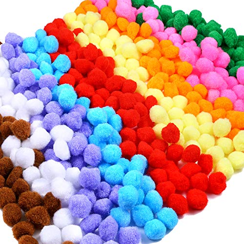 Caydo 600 Pieces 1 Inch Pom Poms for Valentine Hobby Supplies and DIY Creative Crafts Decorations, Assorted Colors