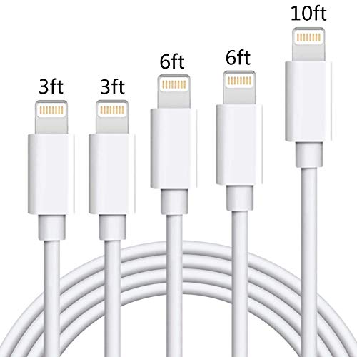 Book Cover SHARLLEN iPhone Charger Cable (5 Pack, 3FT/6FT/10FT) - MFi Certified - Fast iPhone Charging Cable Long Cord Compatible iPhone XS/Max/XR/X/8/8 Plus/7/7 Plus/6/6 Plus/6S/6S Plus More (White)