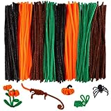 Caydo 320 Pieces Fall Pipe Cleaners Chenille Stems 6mm x 12inch, Chenille Stems for Valentine's Day Decorations DIY Art Craft Decorations (Black, Brown, Dark Green, Orange)