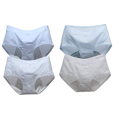 Wofee Big Girls Menstrual Period Briefs Easy Clean Day/Night Panties Multi Pack of 4