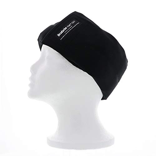 Headache Hat- GO (Black) Ice Pack for Migraine Headaches and Tension Relief, Extra Ice Mat Included