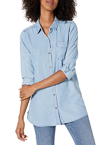 Daily Ritual womens Tencel Long-sleeve Button-up Shirt
