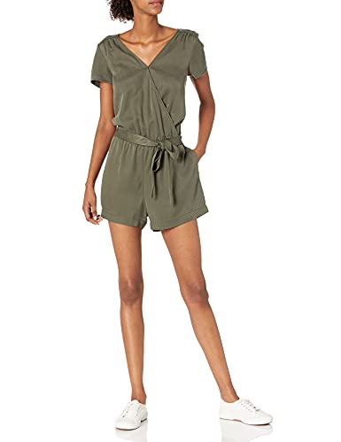 Daily Ritual Women's Tencel Short-Sleeve Wrap Romper