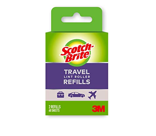Scotch-Brite Mini Travel Lint Roller Refills, Works Great On Pet Hair, 16 Refills, 30 Sheets Per Refill, 480 Sheets Total