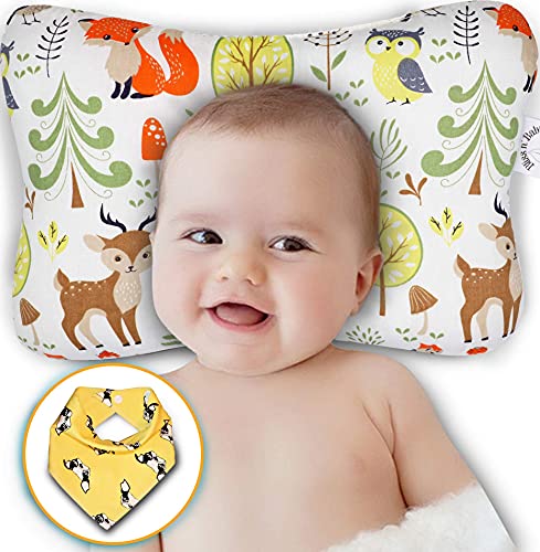 Bliss N Baby Head Shaping Pillow - Baby Pillow for Newborn Prevent Flat Head & Reflux - Perfect Infant Pillow, Cotton, Anti-Sweating & Pillow for Baby 0-12 Months - Gift Set