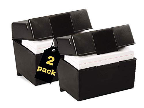 1InTheOffice Index Card Box 4x6 Index Card Holder 400 Capacity (2 Pack)