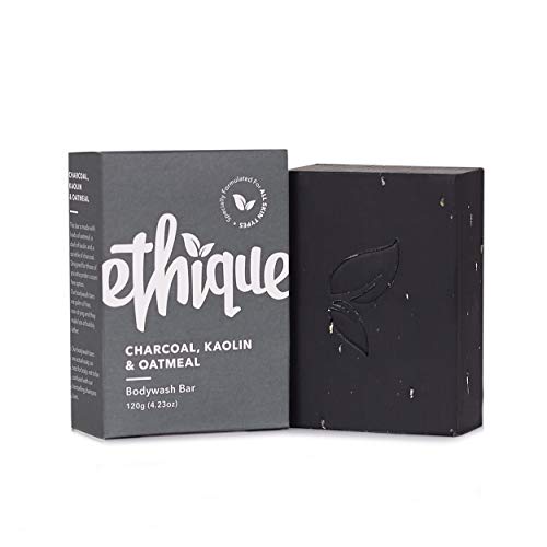 Ethique Eco-Friendly Bodywash Bar, Charcoal, Kaolin & Oatmeal - Sustainable Natural Bodywash Bar for Sensitive Skin, Plastic Free, Vegan, Plant Based, 100% Compostable and Zero Waste, 4.23oz