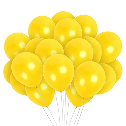 Treasures Gifted Metallic Yellow Balloons - Mustard Yellow Balloons - Globos Amarillos, Gold Balloons - Pearlized Light Yellow Balloons - Big Latex Balloons 12 Inch - Sunshine Yellow Balloons 100 Pack