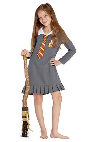 Book Cover INTIMO Harry Potter Pajama Girls Hermione Gryffindor Uniform with Tie Fleece Nightgown Costume (L, 10/12)