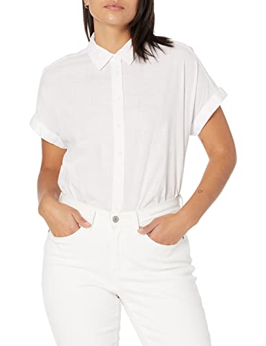 Amazon Brand - Daily Ritual Women's Broken-in Cotton Relaxed-fit Short-Sleeve Shirt