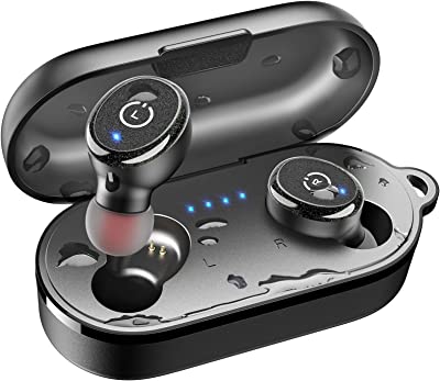 TOZO T10 Bluetooth 5.0 Wireless Earbuds with Wireless Charging Case IPX8 Waterproof Stereo Headphones in Ear Built in Mic Headset Premium Sound with Deep Bass for Sport Black