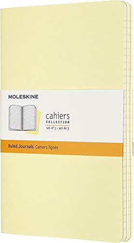 Moleskine Cahier Journal, Soft Cover, Large (5" x 8.25") Ruled/Lined, Tender Yellow, 80 Pages (Set of 3)