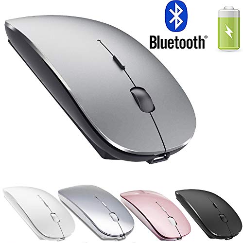 Rechargeable Bluetooth Wireless Mouse for Laptop Wireless Bluetooth Mouse for MacBook pro Air Laptop MacBook Mac Windows (Grey Black)