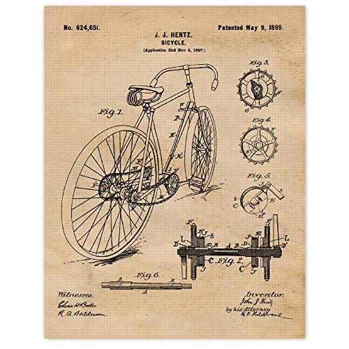 Book Cover Vintage Racing Bicycle Patent Poster Prints, Set of 1 (11x14) Unframed Photo, Wall Art Decor Gifts for Home, Office, Man Cave, Student, Teacher, Team Cyclist & Triathlon Fan