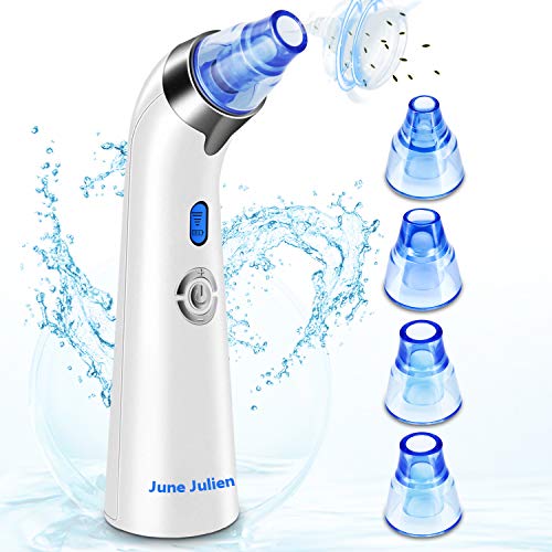 Blackhead Remover Vacuum - June Julien Facial Pore Cleanser Electric Acne Comedone Extractor Kit USB Rechargeable Blackhead Suction Tool with LED Display for Facial Skin(Blue)